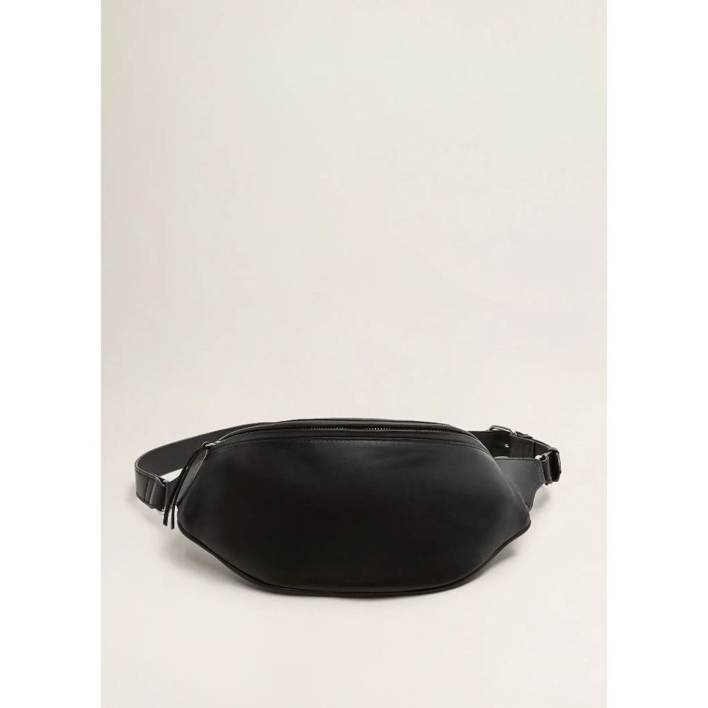 Mango Women's Black Faux Leather Bum Bag